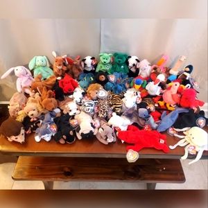 50 TY Beanie Babies (most with tags in protectors)